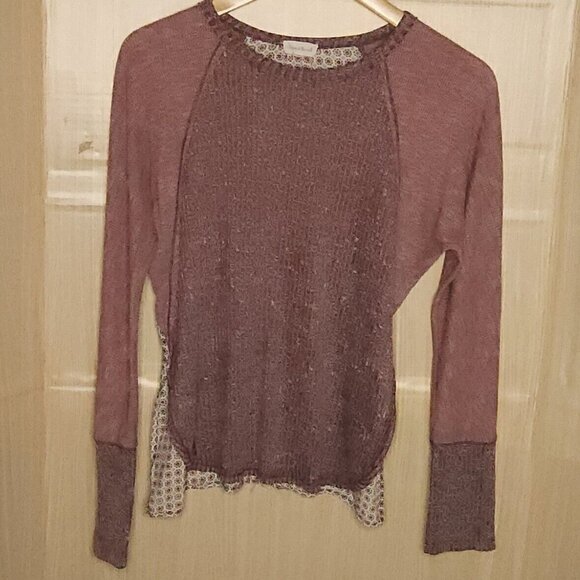 Hem & Thread Womens Maroon Paisley Mixed Material Silky Thermal Top Small - Picture 1 of 7